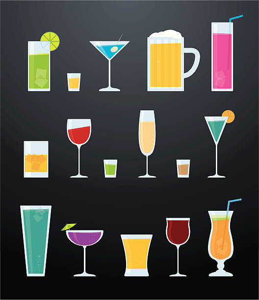 ilustraciones, imágenes clip art, dibujos animados e iconos de stock de cócteles - liqueur glass