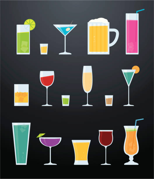 коктейли - drink umbrella illustrations stock illustrations