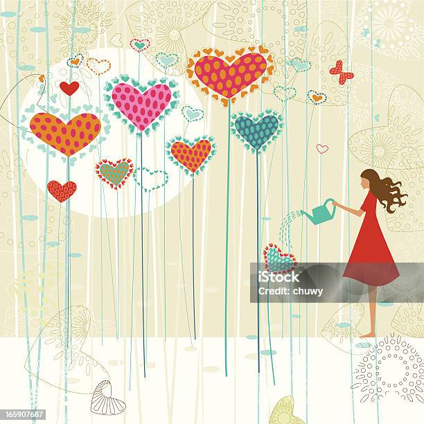 Valentines Love Garden Stock Illustration - Download Image Now - Heart Shape, Flower, Backgrounds