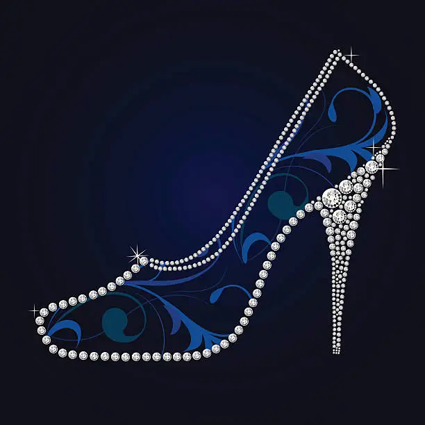 Vector illustration of Diamond high heel shoe