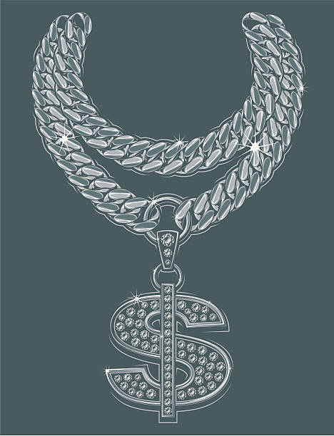 Dollar Sign Necklace Dollar Sign Necklace diamond necklace stock illustrations