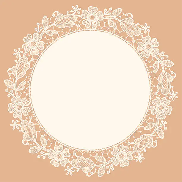 Vector illustration of Lace Doily. Floral Pattern. Freehand Drawing.