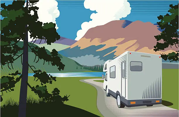 Vector illustration of Motorhome vacation