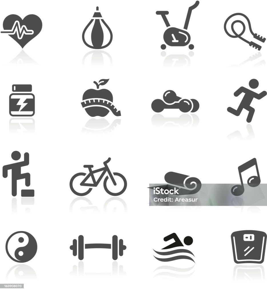 Fitness Icons Black icon set for your web or printing projects. Hand Weight stock vector