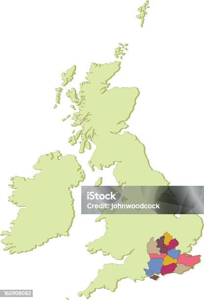 Uk South East County Karte Stock Vektor Art und mehr Bilder von Karte - Navigationsinstrument - Karte - Navigationsinstrument, Vereinigtes Königreich, Kent - England