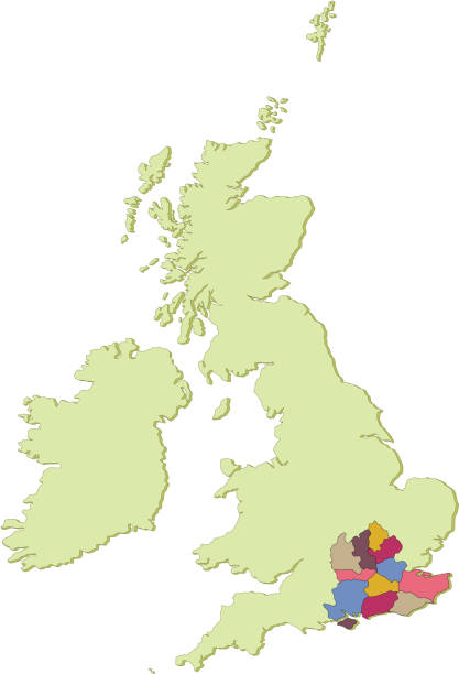 illustrations, cliparts, dessins animés et icônes de au royaume-uni, au sud-est du comté de carte - map greater london southeast england uk