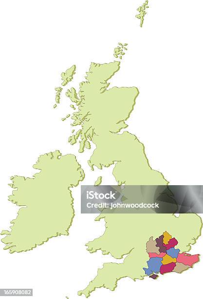 영국 남동풍 군 맵 영국에 대한 스톡 벡터 아트 및 기타 이미지 - 영국, 지도, 런던-잉글랜드