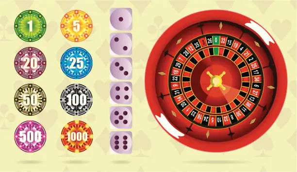 Vector illustration of set of casino