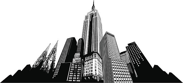 illustrations, cliparts, dessins animés et icônes de vue sur la ville de new york - manhattan skyline new york state skyscraper