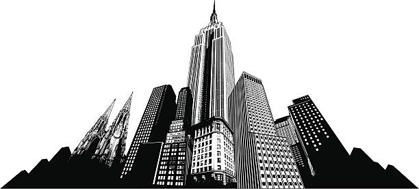 illustrazioni stock, clip art, cartoni animati e icone di tendenza di skyline di new york - orizzonte urbano illustrazioni