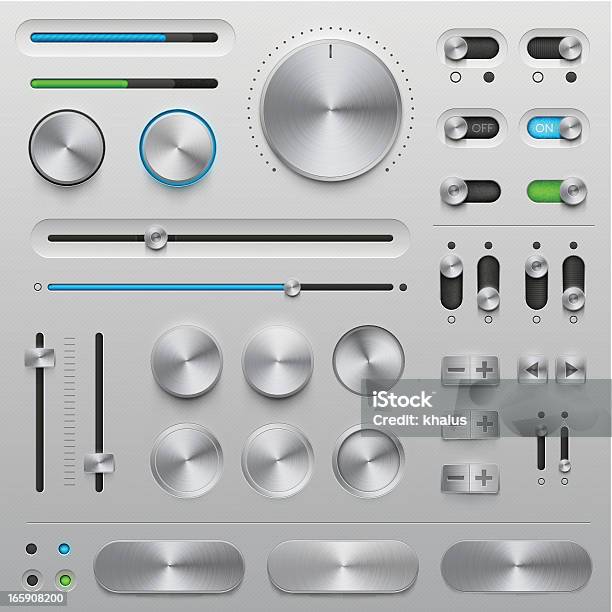 Kit Di Interfaccia Utente In Metallo - Immagini vettoriali stock e altre immagini di Pulsante - Pulsante, Manopola, Pannello di controllo