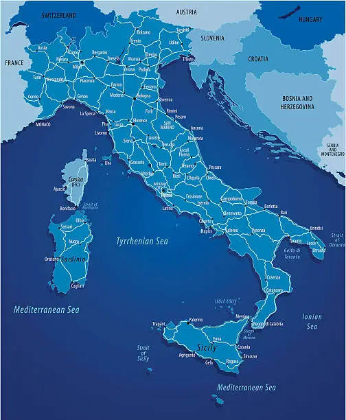 Vector illustration of Map Of Italy