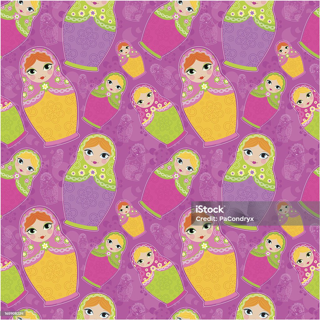 Kolorowe Matrioska lalki wzór - Grafika wektorowa royalty-free (Matrioszka)