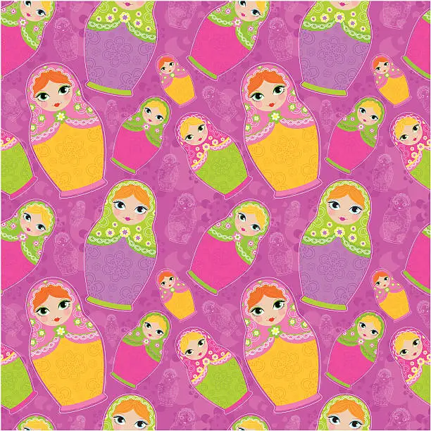 Vector illustration of Colorful Matrioska Dolls pattern