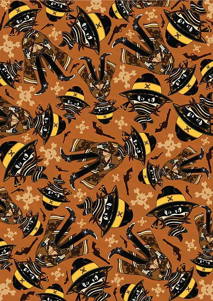 Vector illustration of Cowboy Outlaw Pattern