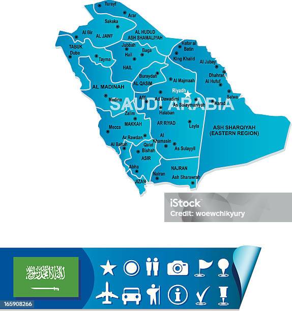 Саудовская Аравия Карта — стоковая векторная графика и другие изображения на тему Аравия - Аравия, Без людей, Векторная графика