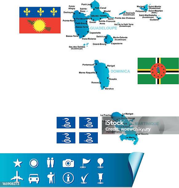 Гваделупа Доминика Мартиника Карта — стоковая векторная графика и другие изображения на тему Гваделупа - Гваделупа, Доминика, Карта