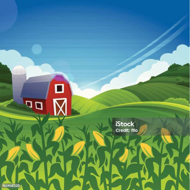 Summer Farm Stock Illustration - Download Image Now - Corn - Crop, Corn, Farm