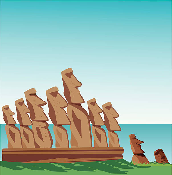 illustrazioni stock, clip art, cartoni animati e icone di tendenza di isola di pasqua - easter island moai statue chile sculpture