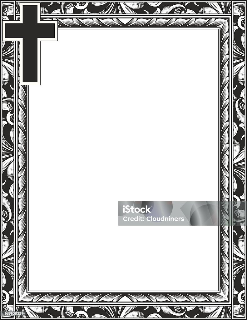 Text Frame Cross Engraved Cross And Scroll Frame Stock Illustration - Download Image Now ...
