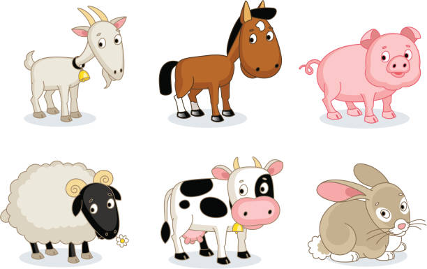 ilustrações, clipart, desenhos animados e ícones de farmyard animais - cute cow vector animal