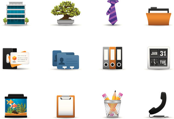 Office icons | Premium Matte series Matte & soft lookin' icon set for your web page, interactive, presentation, print, and all sorts of design need. business cards calendar stock illustrations