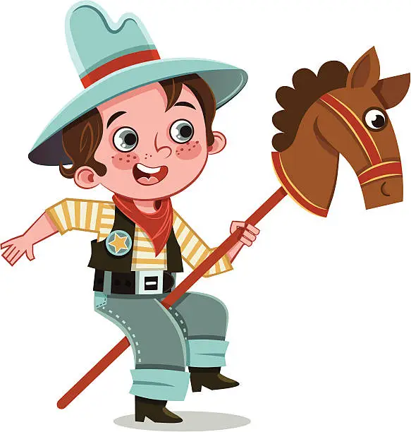 Vector illustration of Cowboy Kid