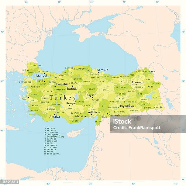 Turcja Wektor Mapy - Stockowe grafiki wektorowe i więcej obrazów Turcja - Turcja, Mapa, Morze Egejskie