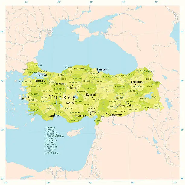 Vector illustration of Turkey Vector Map
