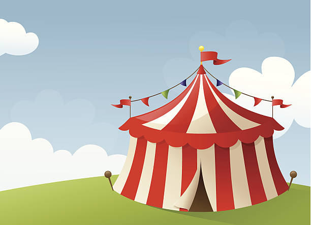 Circus Scene Circus tent scene. circus tent illustrations stock illustrations