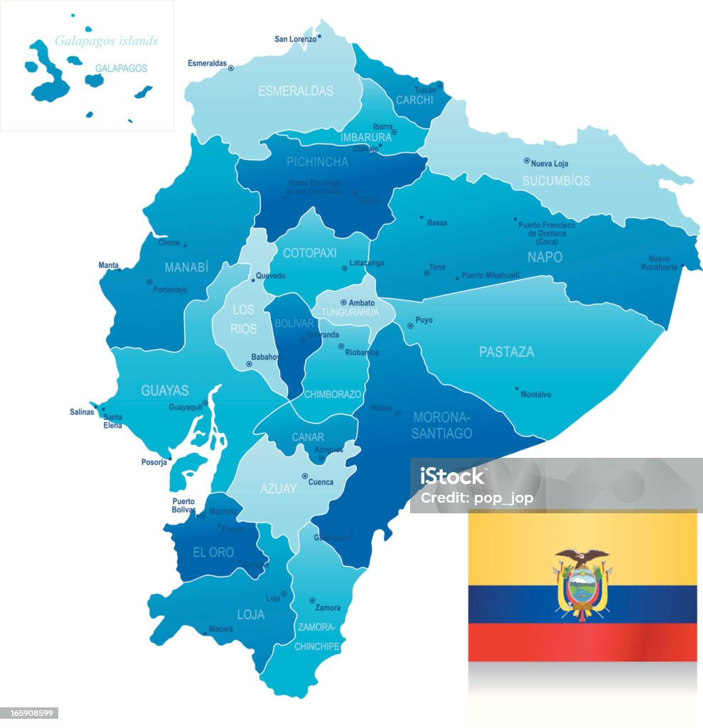 Bản Đồ Ecuador Tiểu Bang Thành Phố Và Quốc Kỳ Hình minh họa Sẵn có ...