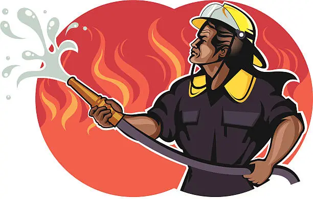 Vector illustration of Firefighter.