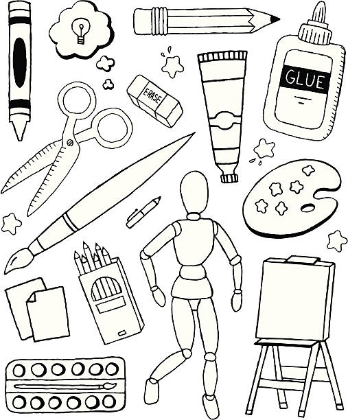 kunst und kritzeleien - artists figure stock-grafiken, -clipart, -cartoons und -symbole