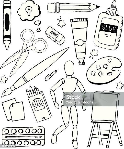 Art Doodles Stock Illustration - Download Image Now - Art and Craft Equipment, Colored Pencil, Icon Symbol