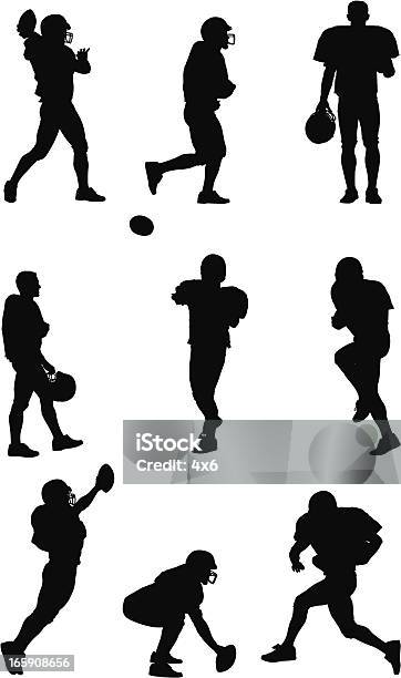 Ilustración de Varias Imágenes De Un Jugador De Fútbol Americano y más Vectores Libres de Derechos de Jugador de fútbol americano - Jugador de fútbol americano, Hombres, Clip Art