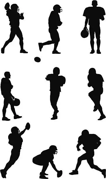 Vector illustration of Multiple images of an American football player