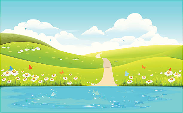 の風景 - spring grass cloud butterfly点のイラスト素材／クリップアート素材／マンガ素材／アイコン素材