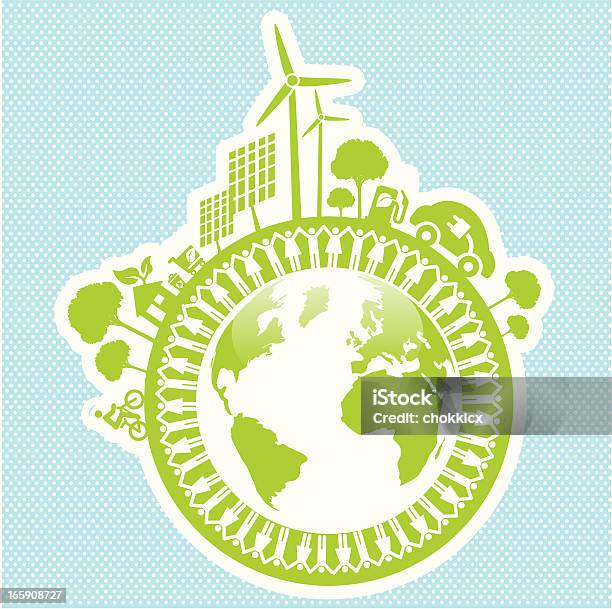 Эко Зеленый Мир Стиль Жизни — стоковая векторная графика и другие изображения на тему Биотопливо - Биотопливо, Векторная графика, Ветряная электростанция