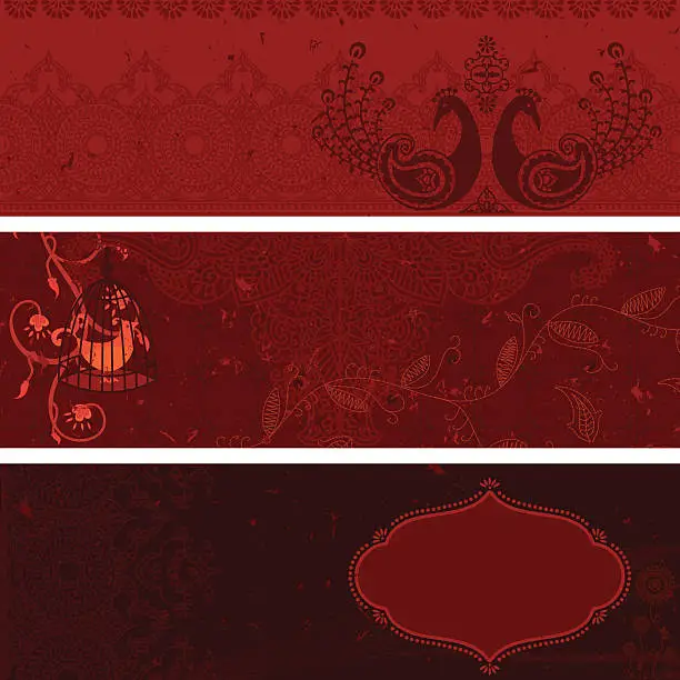 Vector illustration of Masala Banners Red