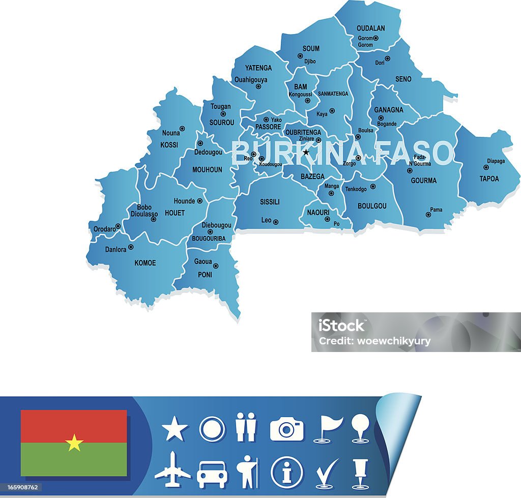 Буркина-Фасо карта - Векторная графика Африка роялти-фри