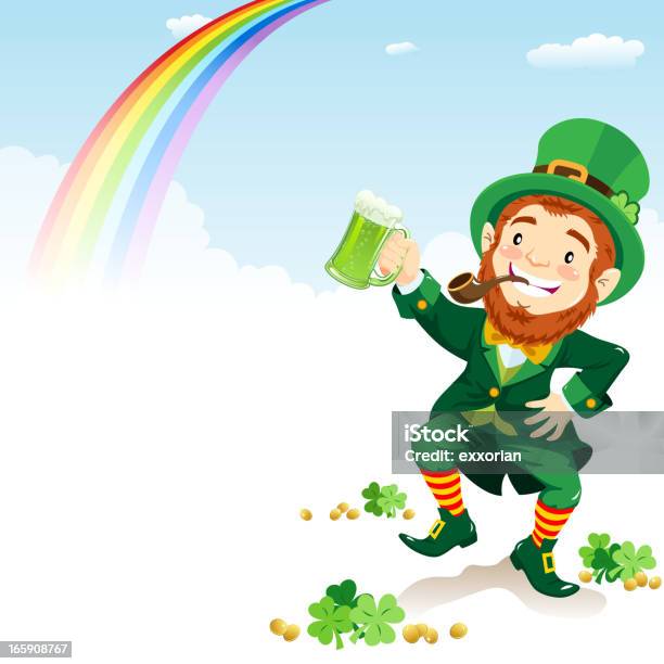 Leprechaun Dancing And Holding Beer Stock Illustration - Download Image Now - Cartoon, St. Patrick's Day, Adult