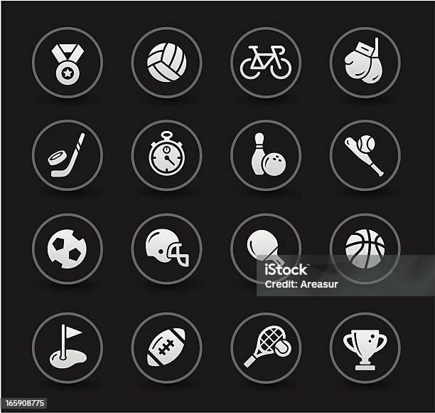 Desporto Íconesblack Series - Arte vetorial de stock e mais imagens de Bola de Futebol - Bola de Futebol, Bola de futebol americano - Bola, Boxe - Desporto