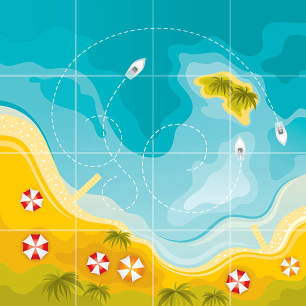 пляж карта - beach cartoon island sea stock illustrations