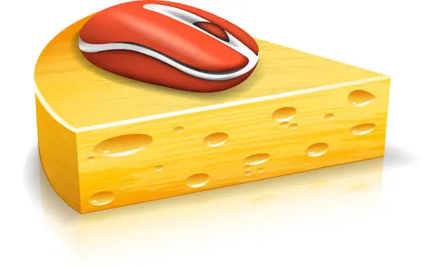 Vector illustration of Mouse and cheese