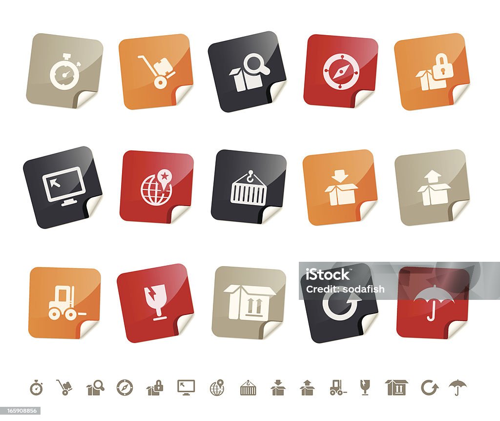 Logística icons/sticky series - Vetor de Aviso de frágil royalty-free