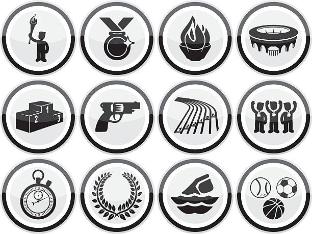 Summer Sports Icons Black summer sport icon set starting gun stock illustrations