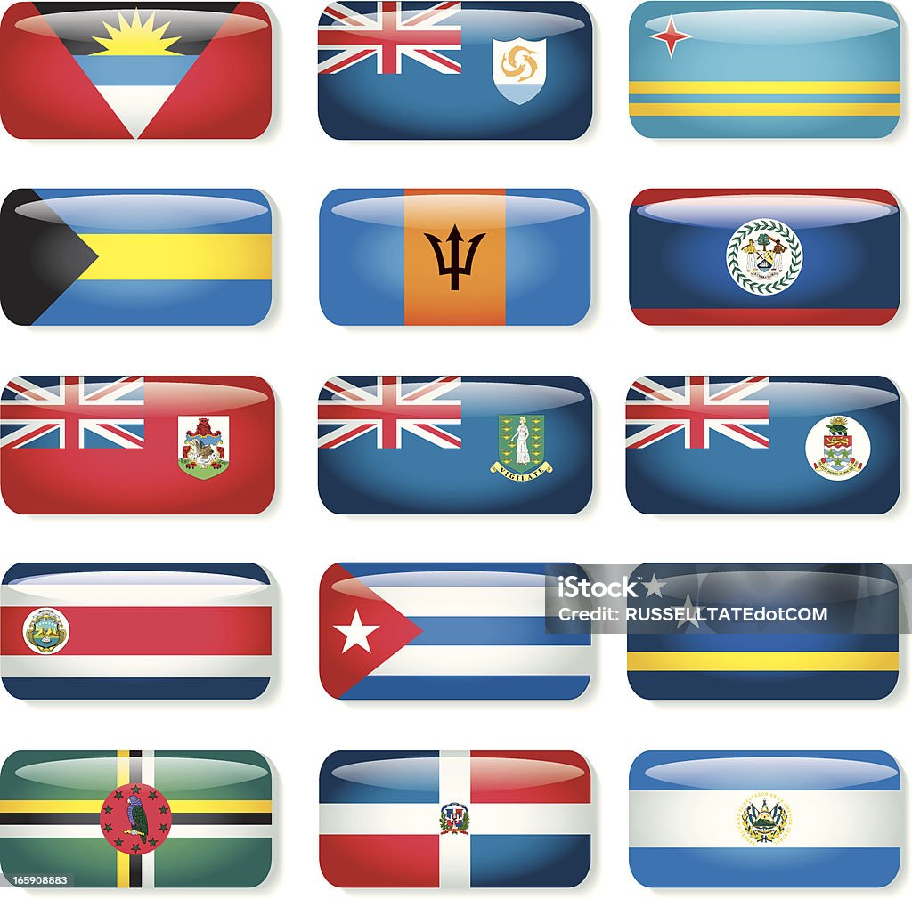 America Centrale Caraibi (A) & rettangolare Flags - arte vettoriale royalty-free di Affari