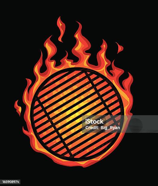 Icona Flaming Grill - Immagini vettoriali stock e altre immagini di Bruciare - Bruciare, Calore - Concetto, Cibi e bevande