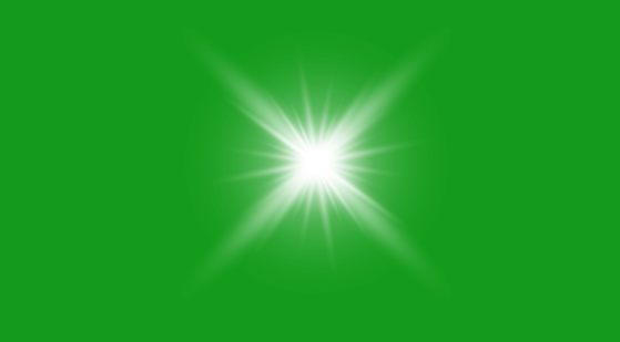 Effect of glowing star lights, flares, explosion and stars. Special effect isolated on transparent background. The effect of sparkling white dust on a green background. Flash vector. Len glitter