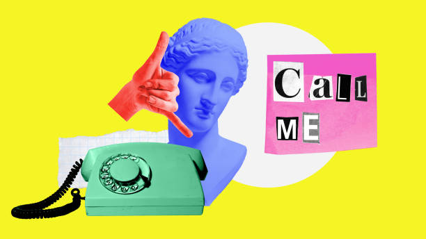 istock Antique statue bus with human hands showing call gesture over ear. Call me. Communication. Contemporary art collage 1659090106